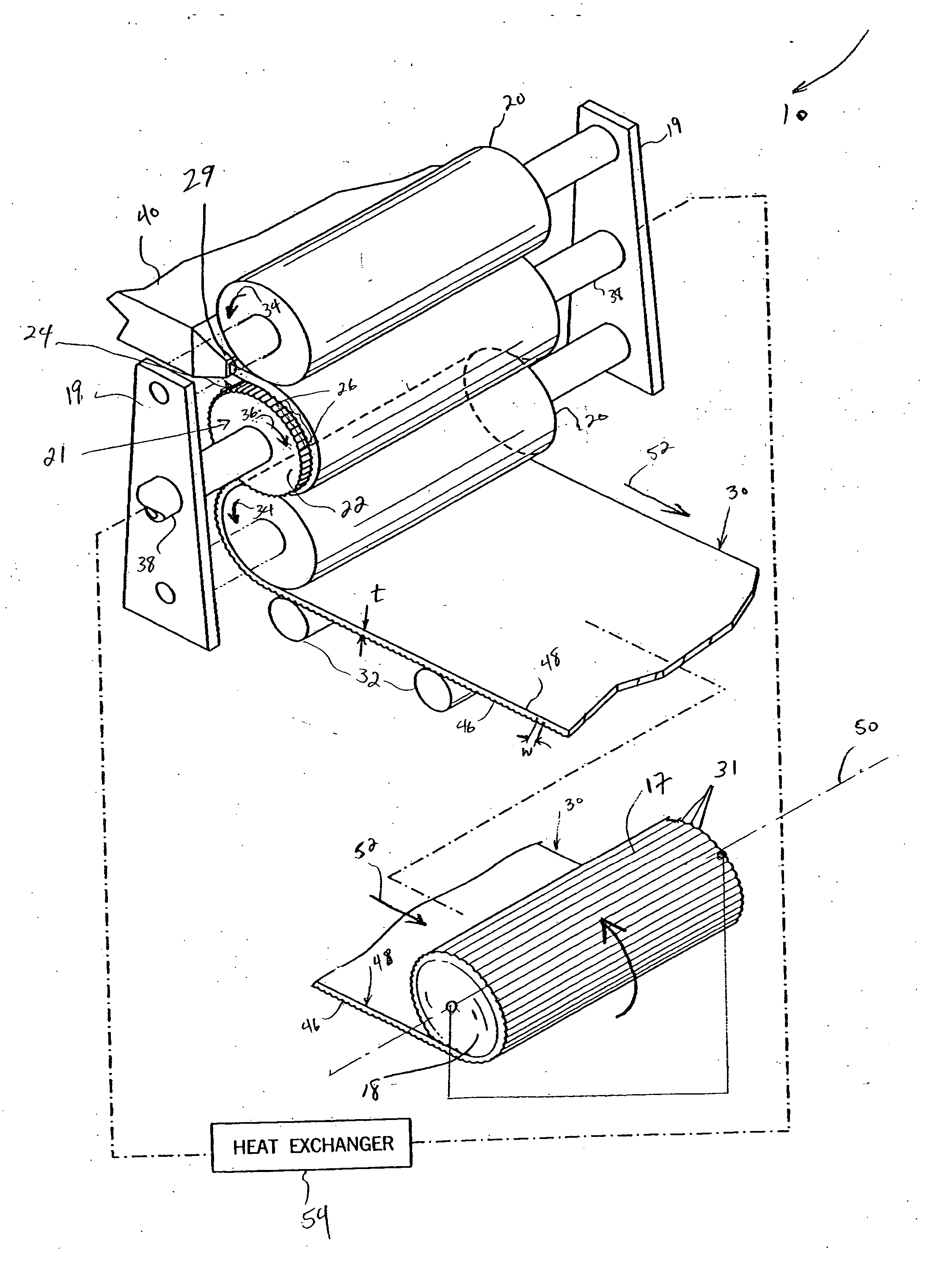 Lenticular lens pattern-forming device for producing a web roll of lenticular lens