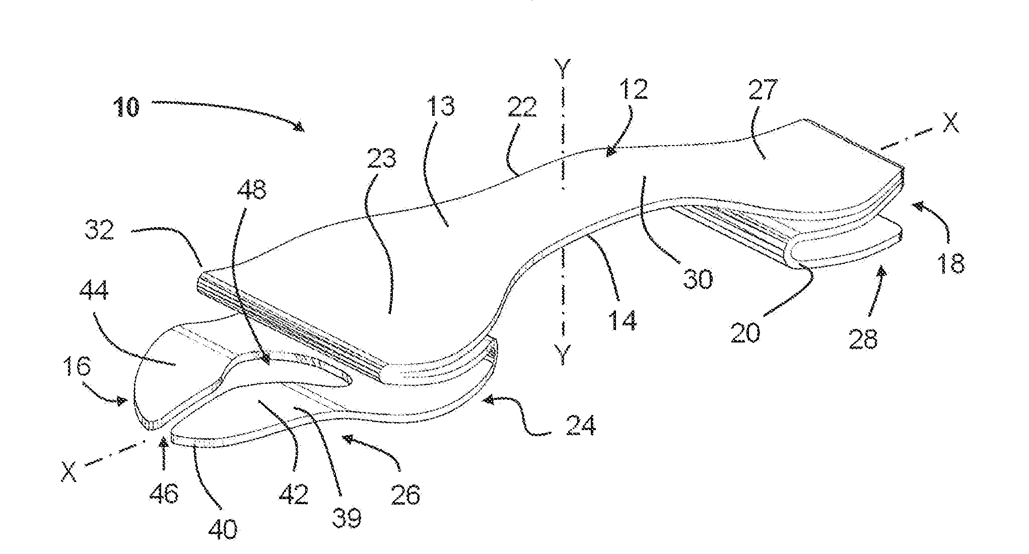 Shoe sole with energy restoring device