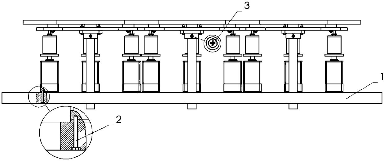 Magnetostriction type double-stage displacement regulating mechanism for multiple spliced mirror surfaces