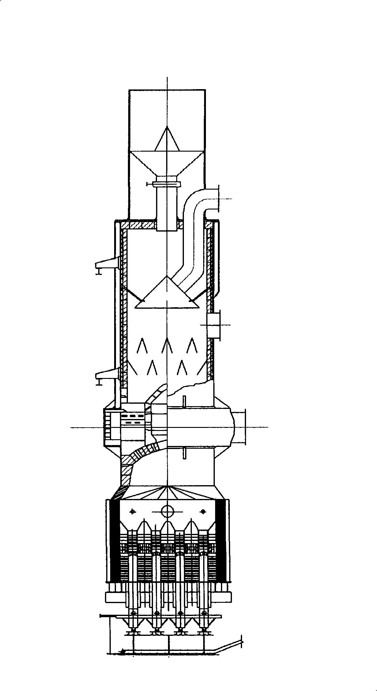 Complete alternation gas retort for treating 300 tons of wax shale mash gas a day