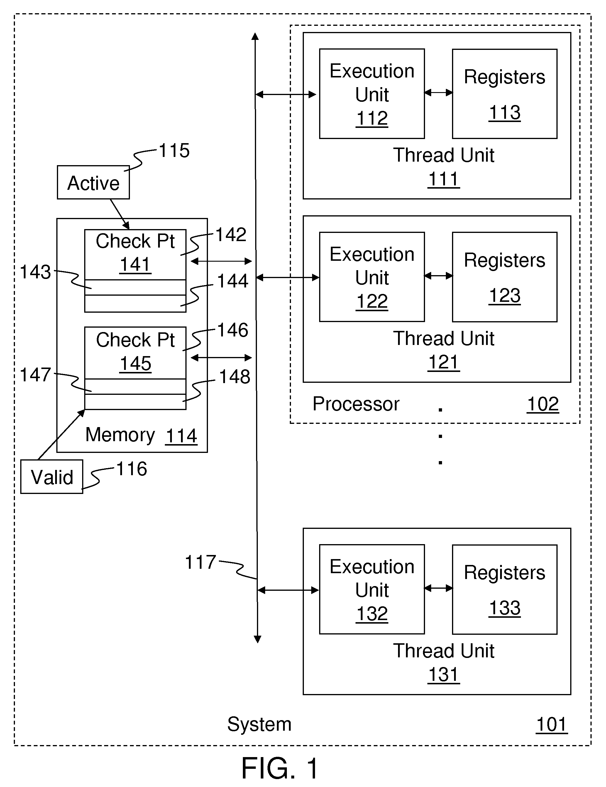 Register checkpointing mechanism for multithreading