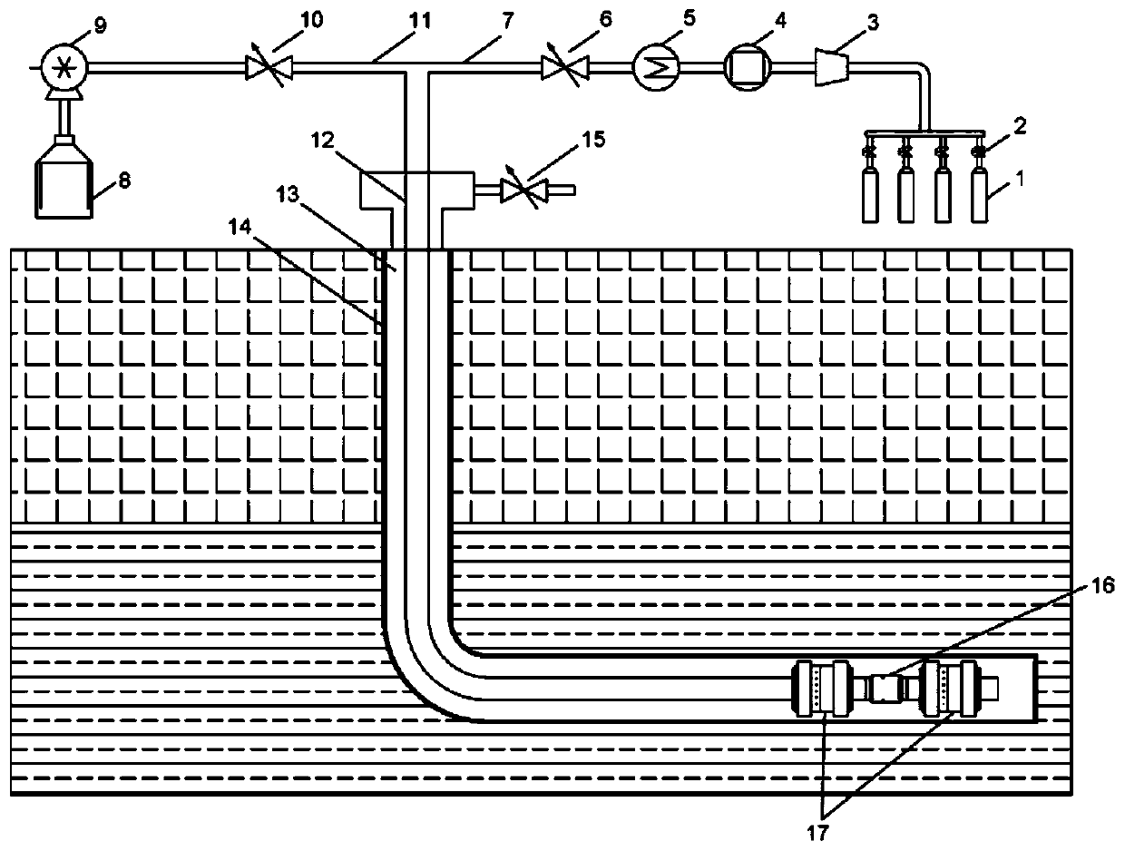 High pressure nitrogen-low temperature liquid nitrogen composite fracturing method for oil and gas production increasing