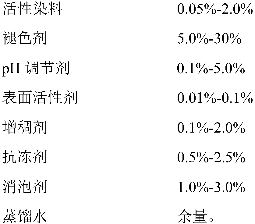 Colorless ink capable of realizing color development in air, and preparation method thereof