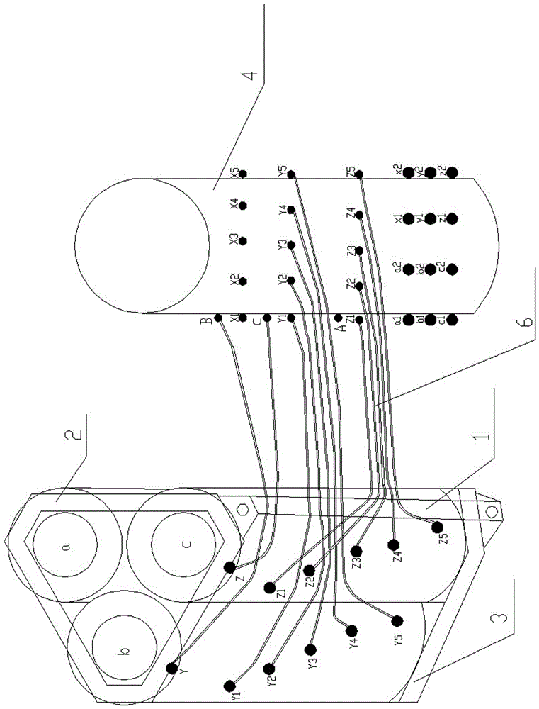 A wiring method of a triangular three-dimensional coil core on-load capacity-adjusting voltage-regulating transformer