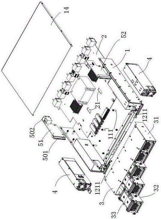 Server exchange module integrating power supply and heat dissipation