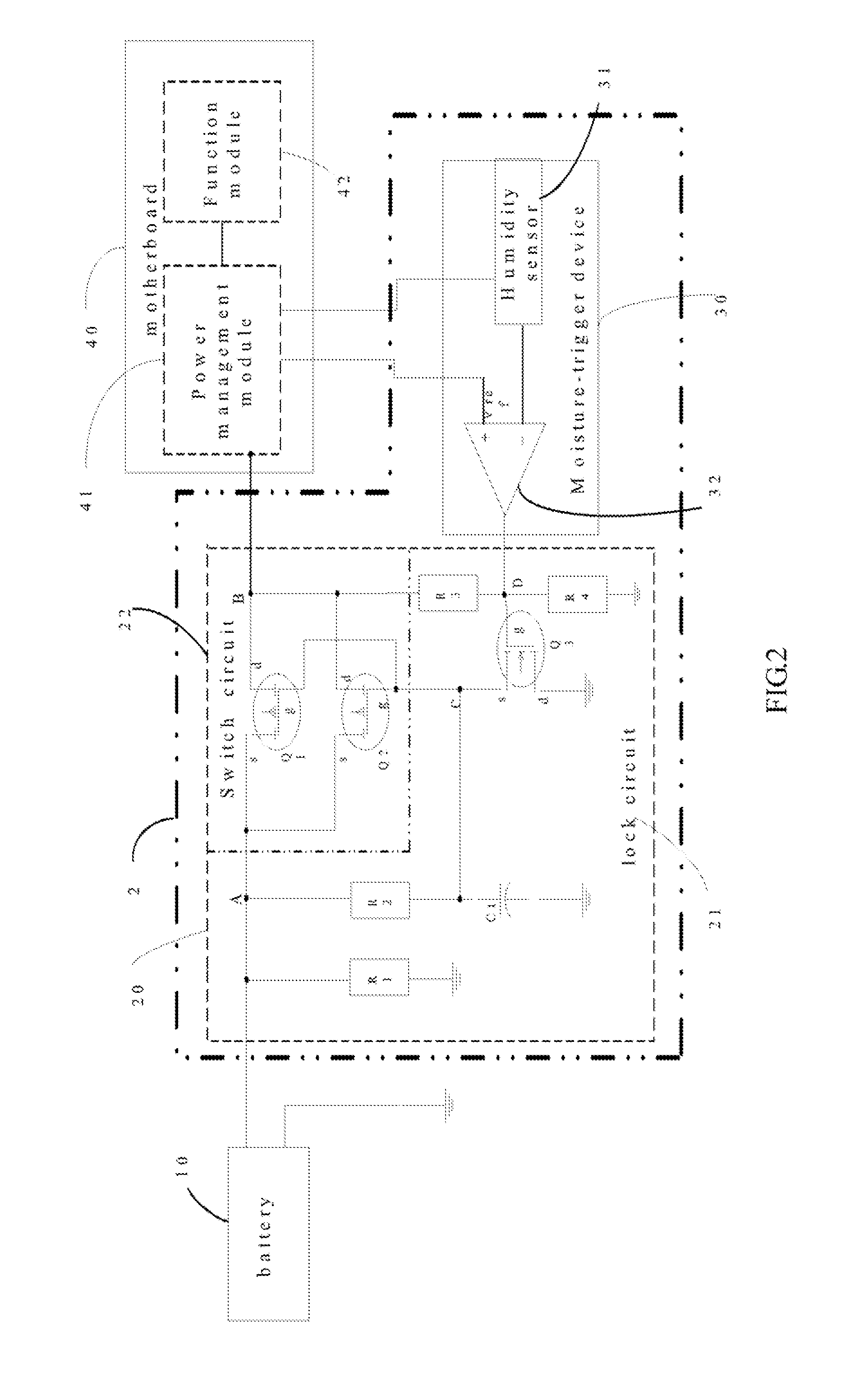 Humidity detection and power cut-off device