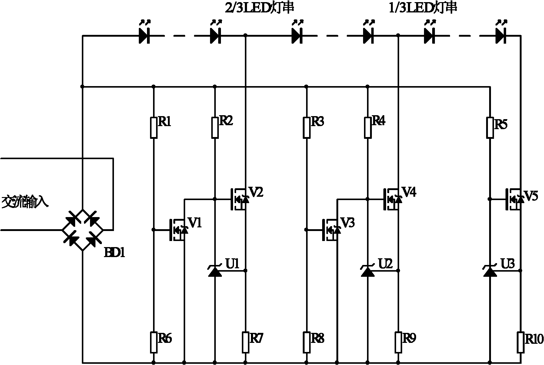 Drive circuit capable of improving power factors of alternating current light emitting diode (AC LED) lamp