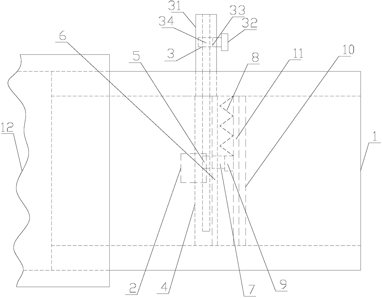 Cylinder-driven folding-curtain water regulating mechanism