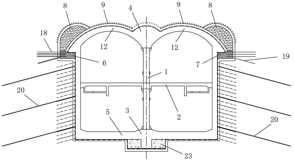 Main structure for metro long-span station and pillar arching construction method thereof