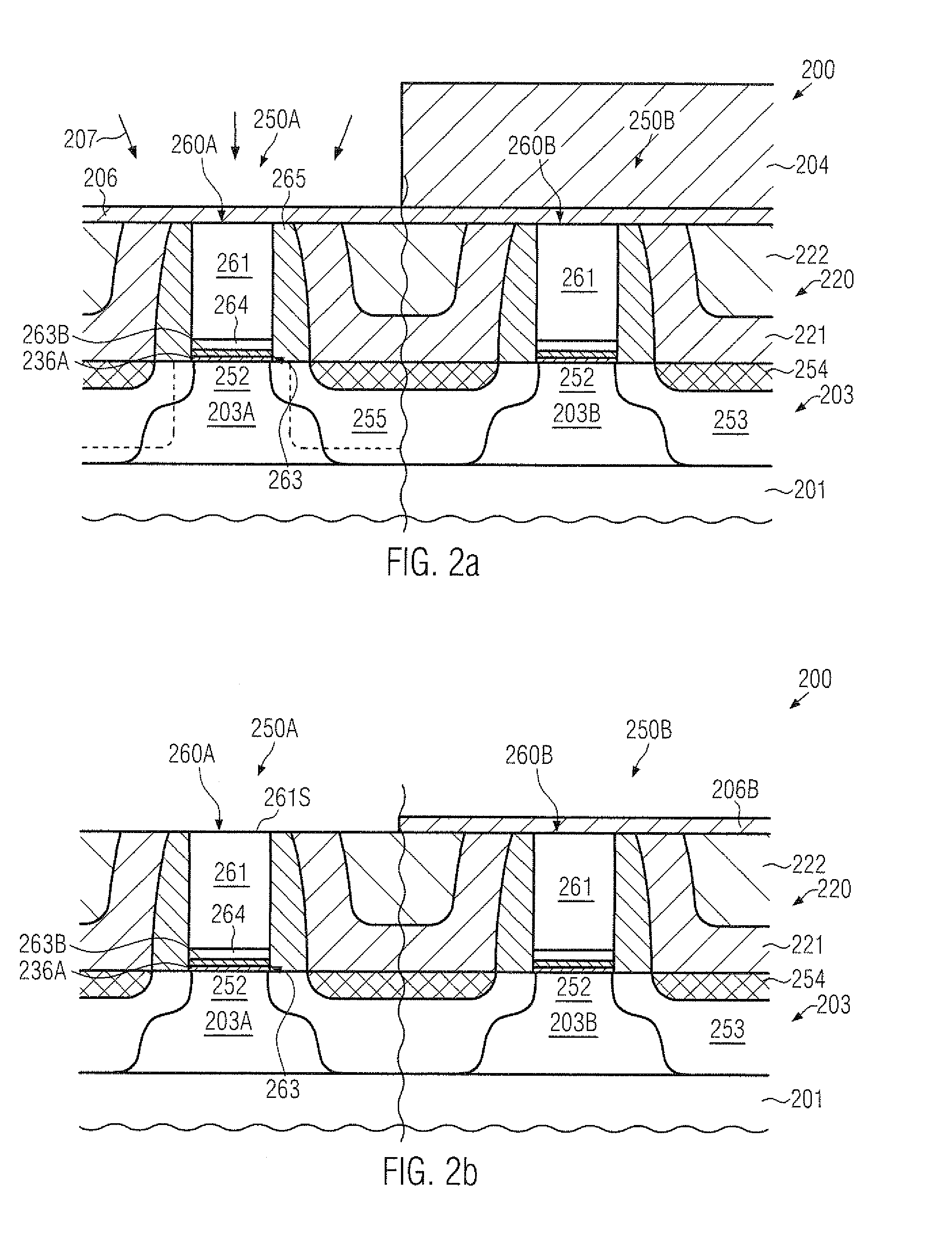 High-k metal gate electrode structures formed by separate removal of placeholder materials in transistors of different conductivity type
