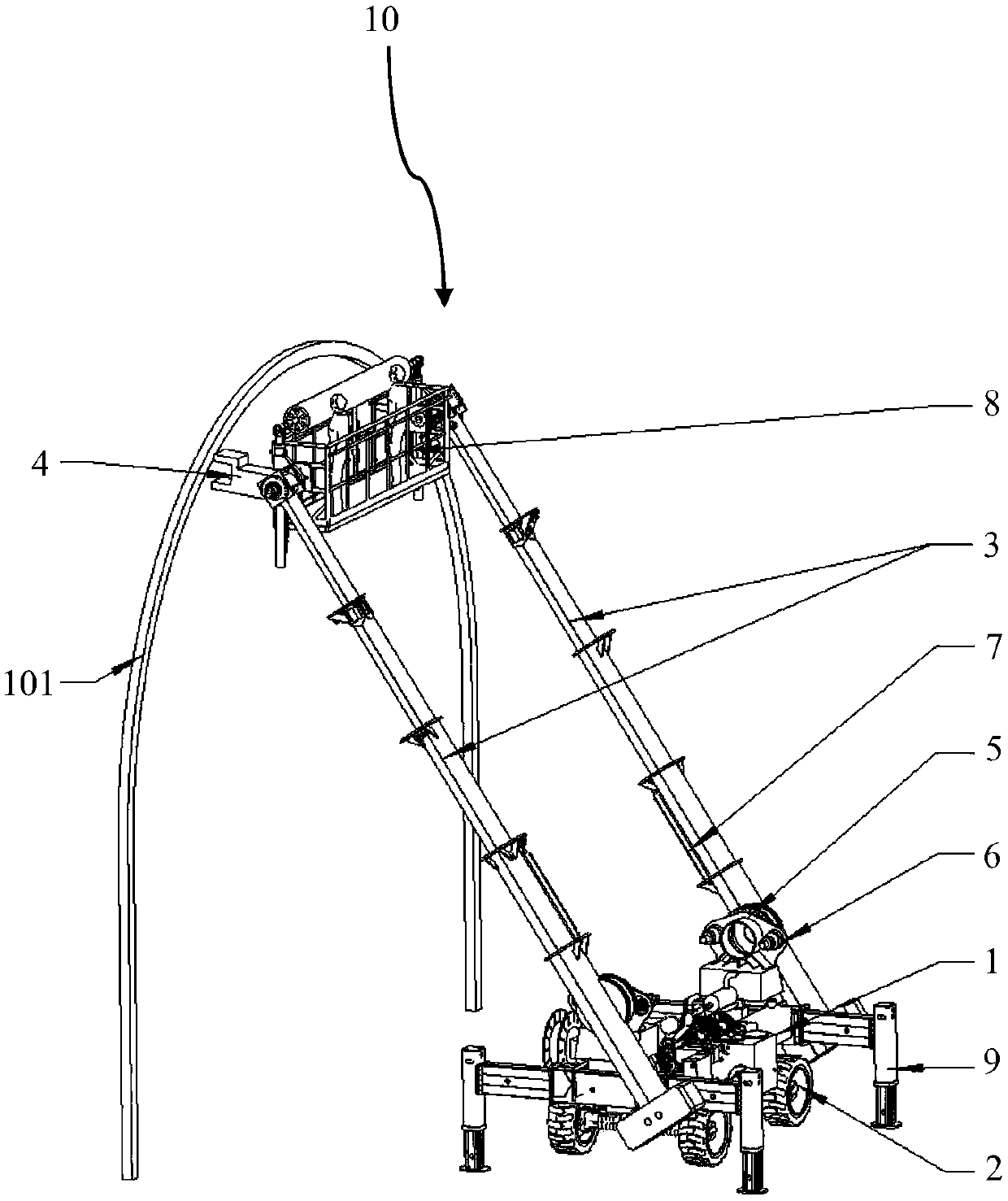 Tunnel steel arch installation car