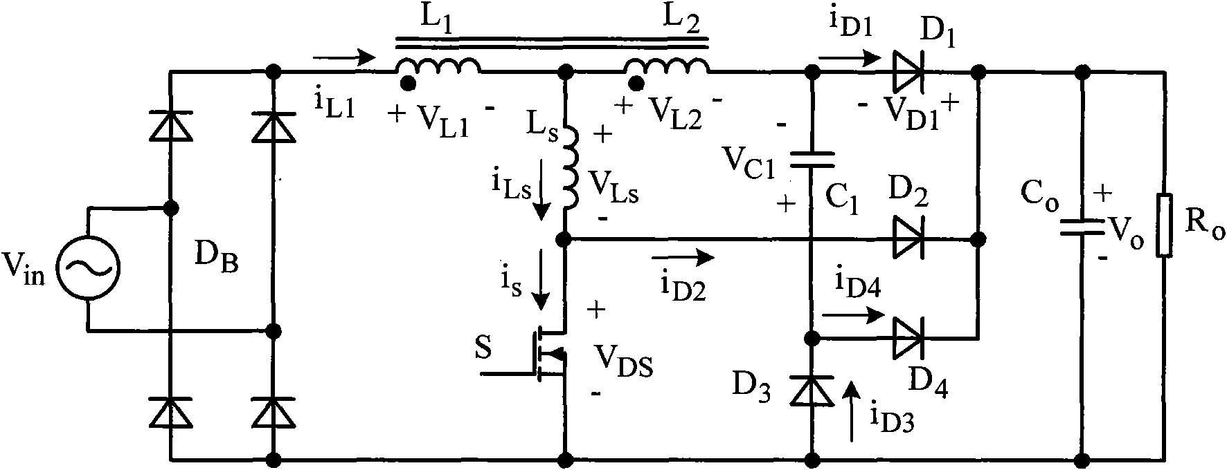 Power factor correction converter based on magnetic coupling lossless buffer circuit