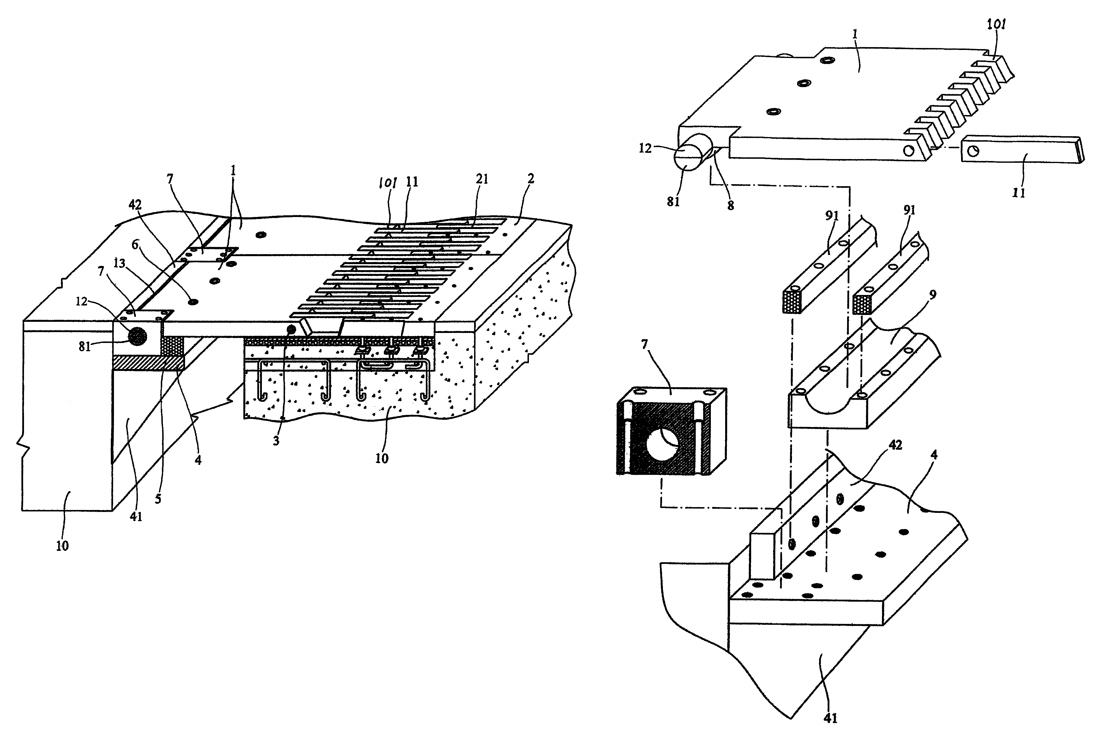 Large resisting distortion comb-type bridge expansion joint