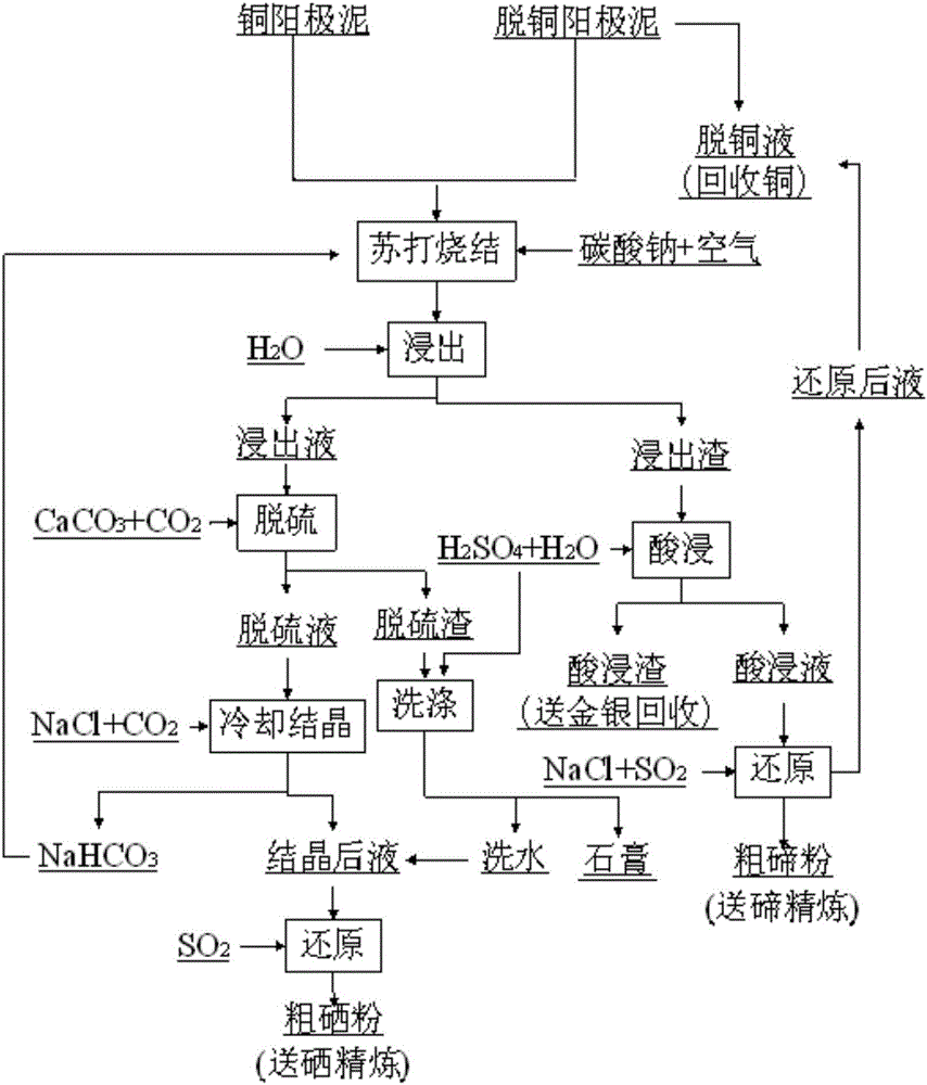 Method for separating and recycling selenium and tellurium from copper anode mud