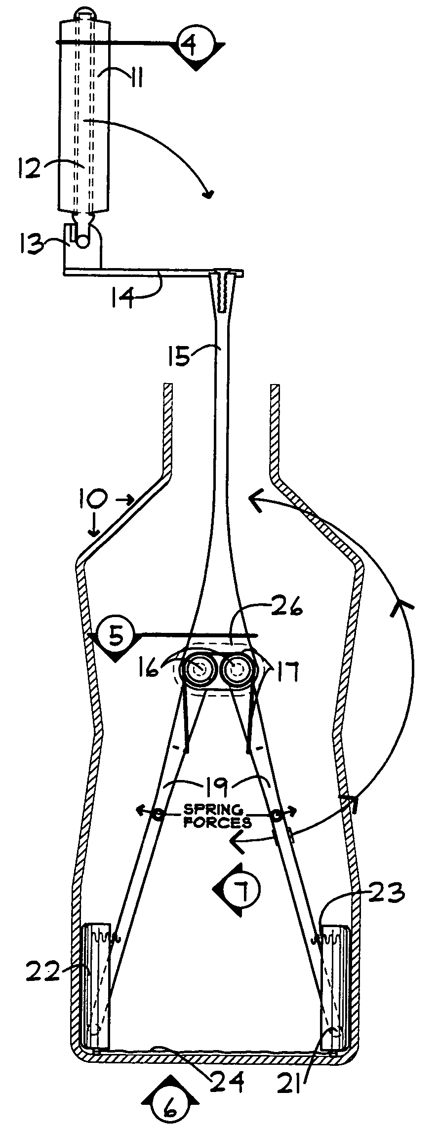 Rotatable container interior cleaning mechanism