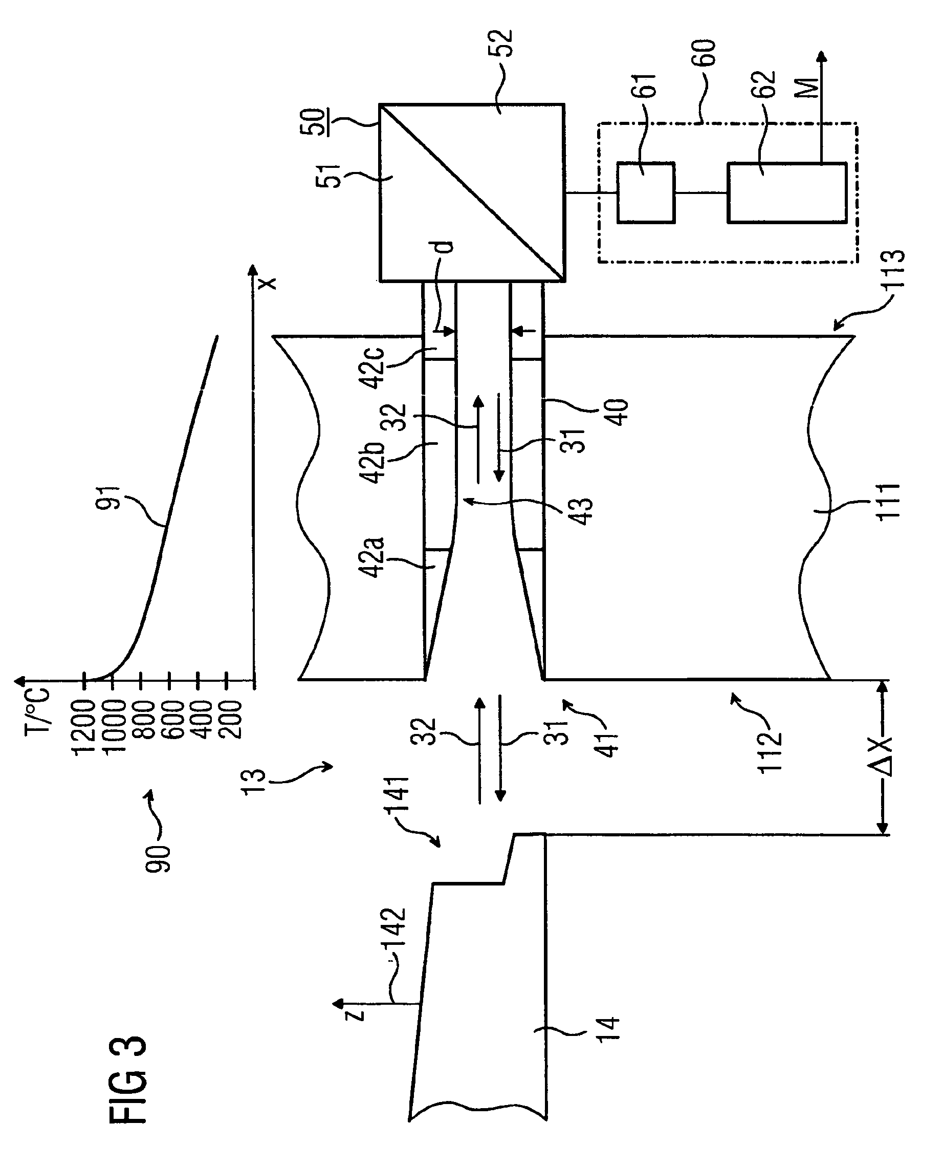 Device for determining the distance between a rotor blade and a wall of a turbine engine surrounding the rotor blade