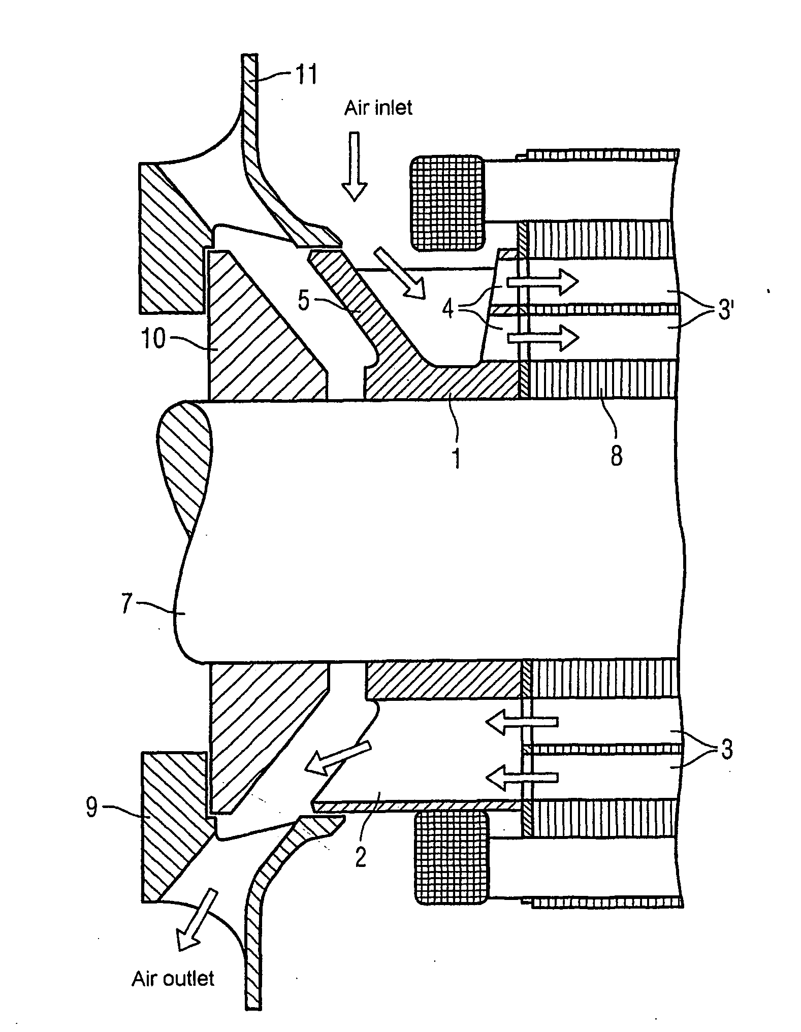 Electric machine with rotor cooling and corresponding cooling method