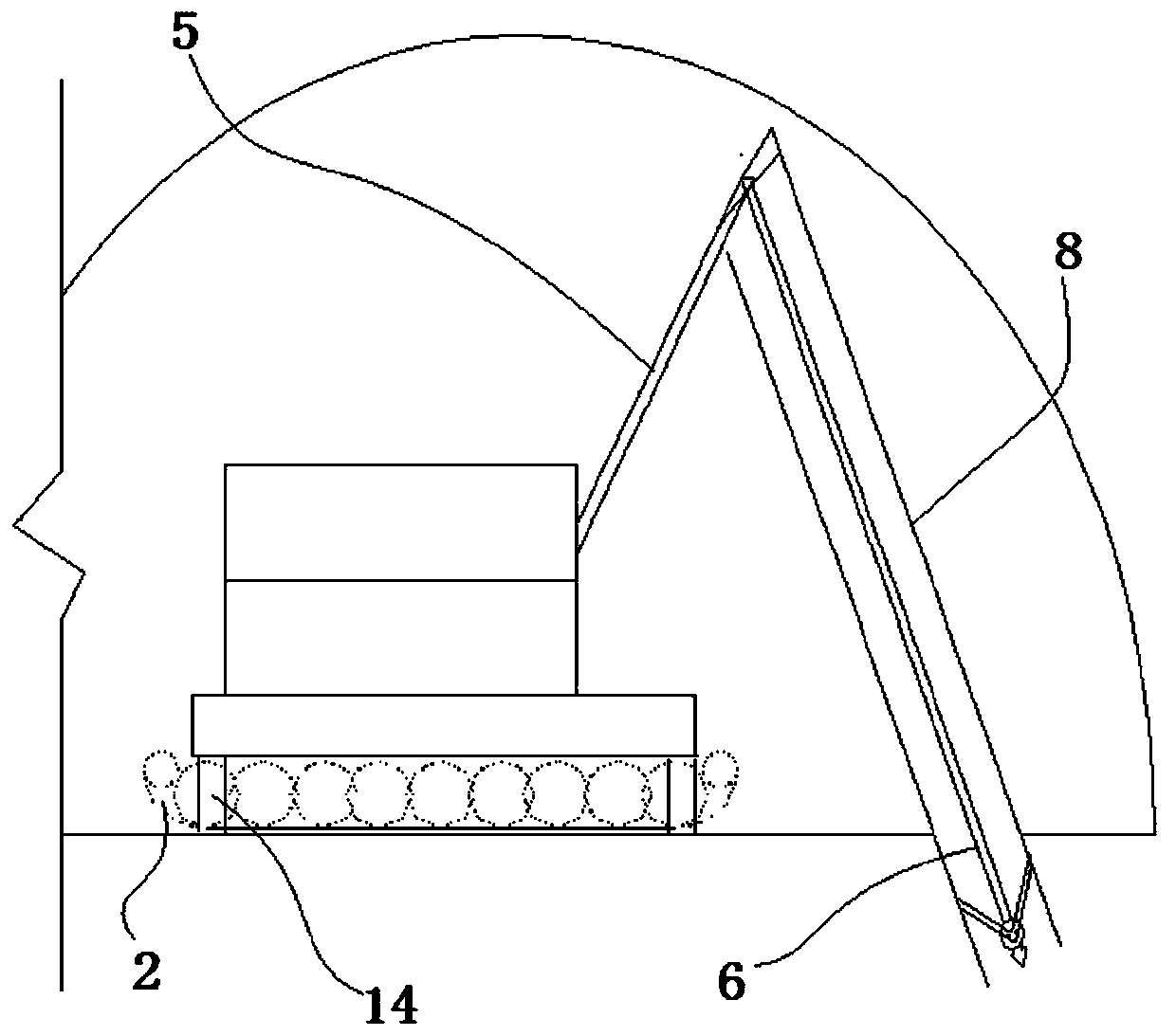 Machine for constructing grouting gravel piles in tunnel and constructing method