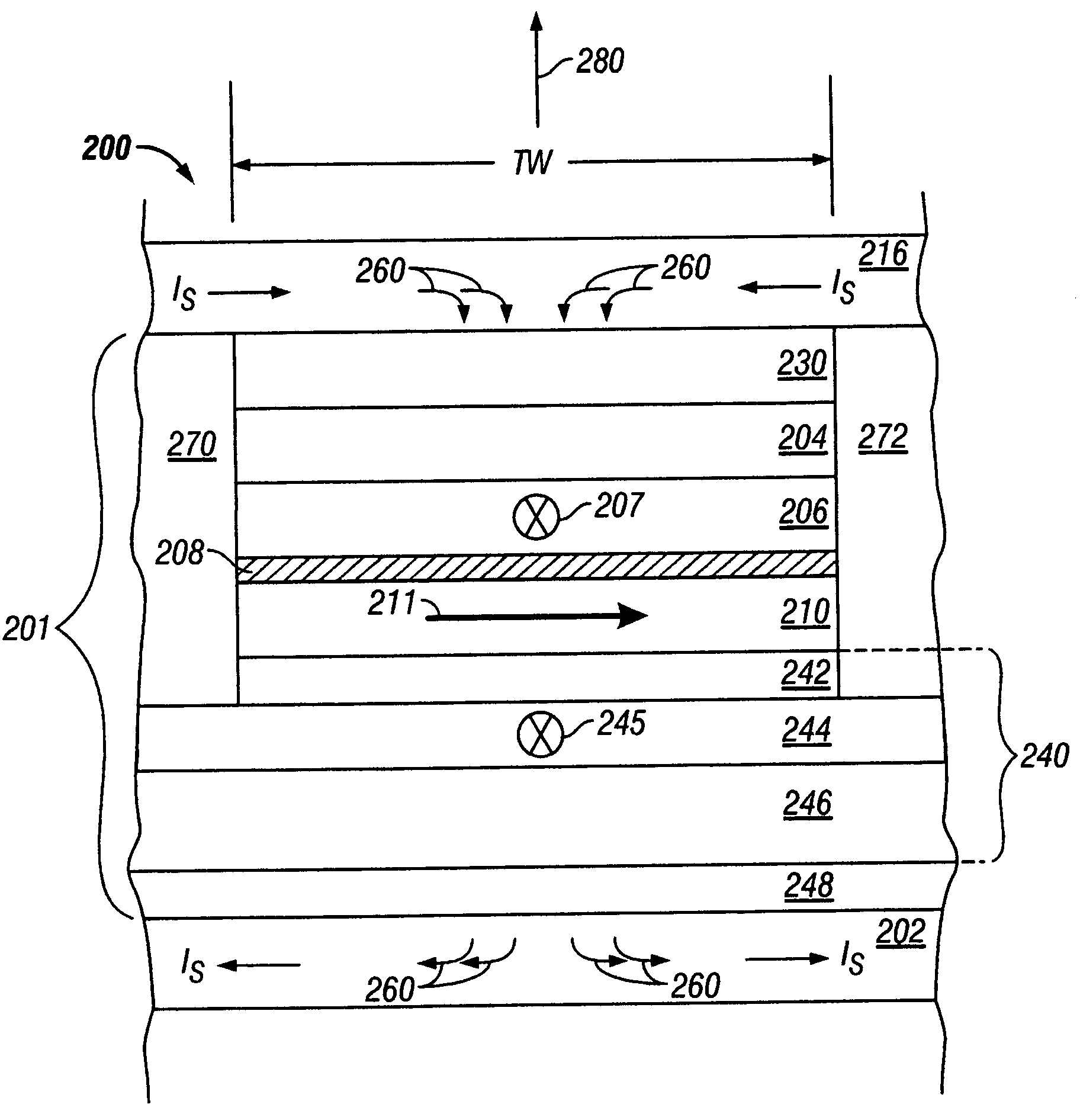 Current-perpendicular-to-plane magnetoresistive sensor with free layer stabilized by in-stack orthogonal magnetic coupling