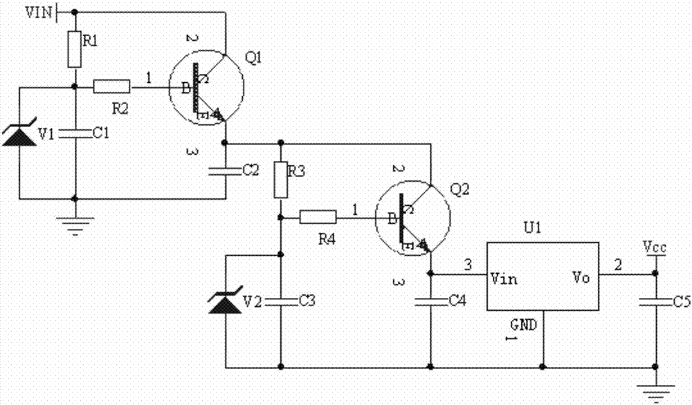 Wide-voltage or voltage-stabilization power supply circuit having self-feedback and self-protection functions