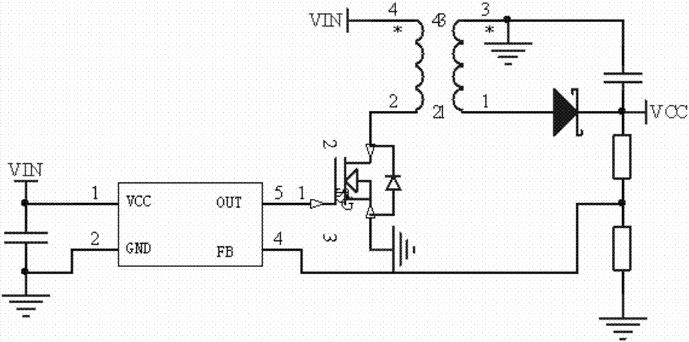 Wide-voltage or voltage-stabilization power supply circuit having self-feedback and self-protection functions