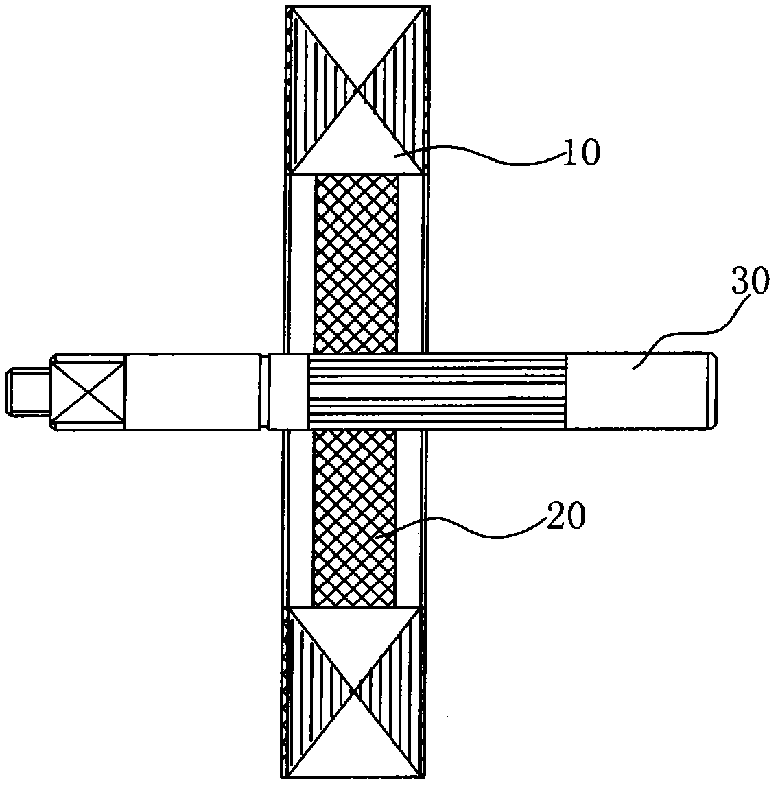 Armature rotor core of four-pole direct current permanent magnet motor and manufacturing process for same