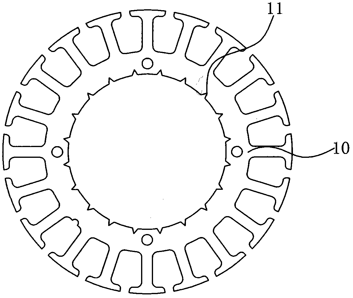 Armature rotor core of four-pole direct current permanent magnet motor and manufacturing process for same