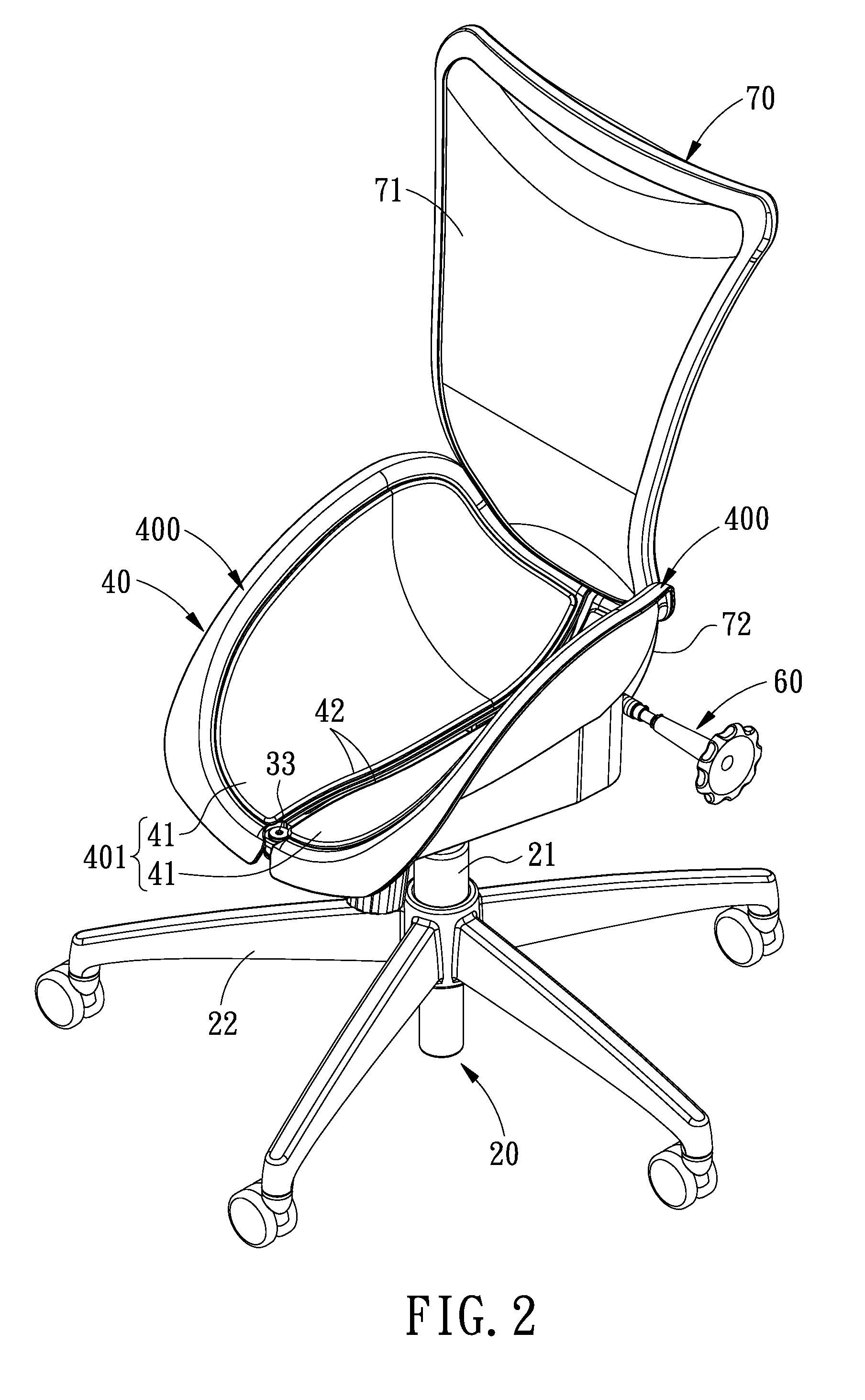 Chair with a hip-shaping seat