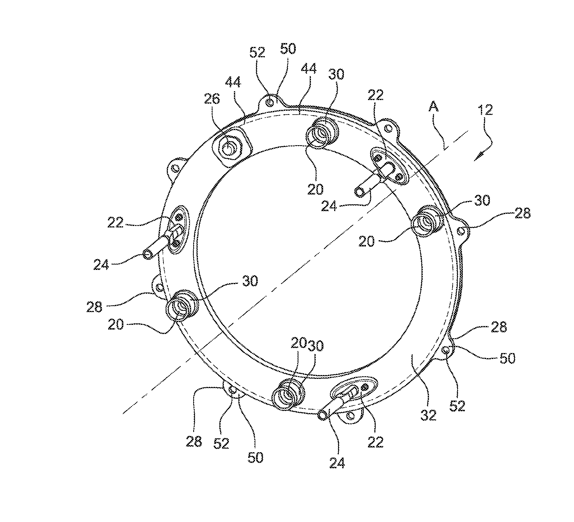 Hydraulic and electrical interface ring for a turbine engine