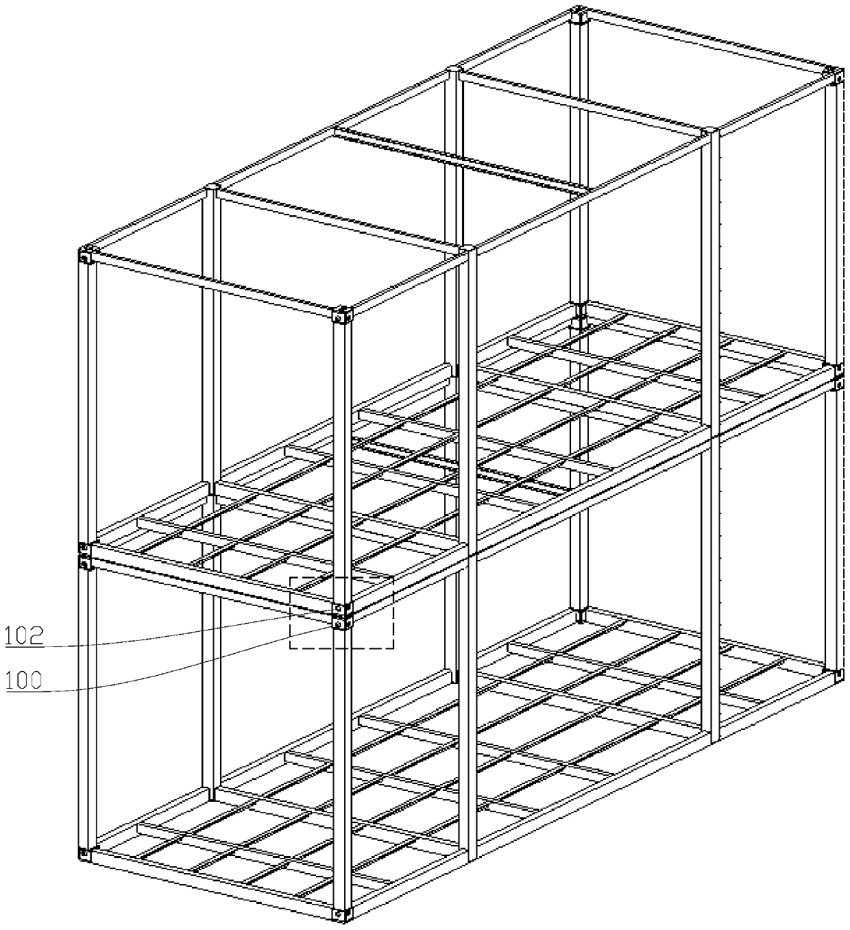 Connection node between steel structure box-type house modules and installation method