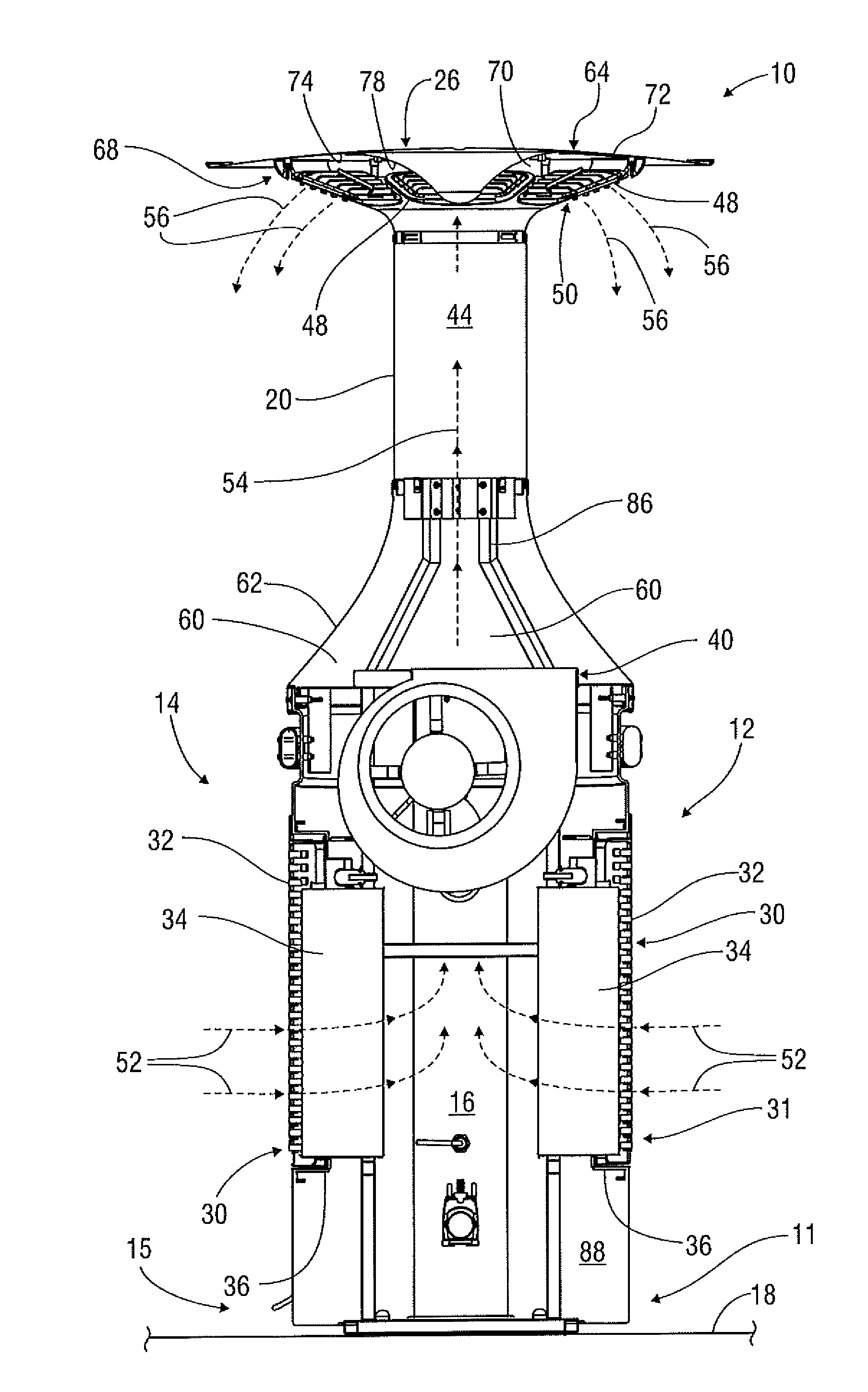 Free-standing evaporative air cooling apparatus