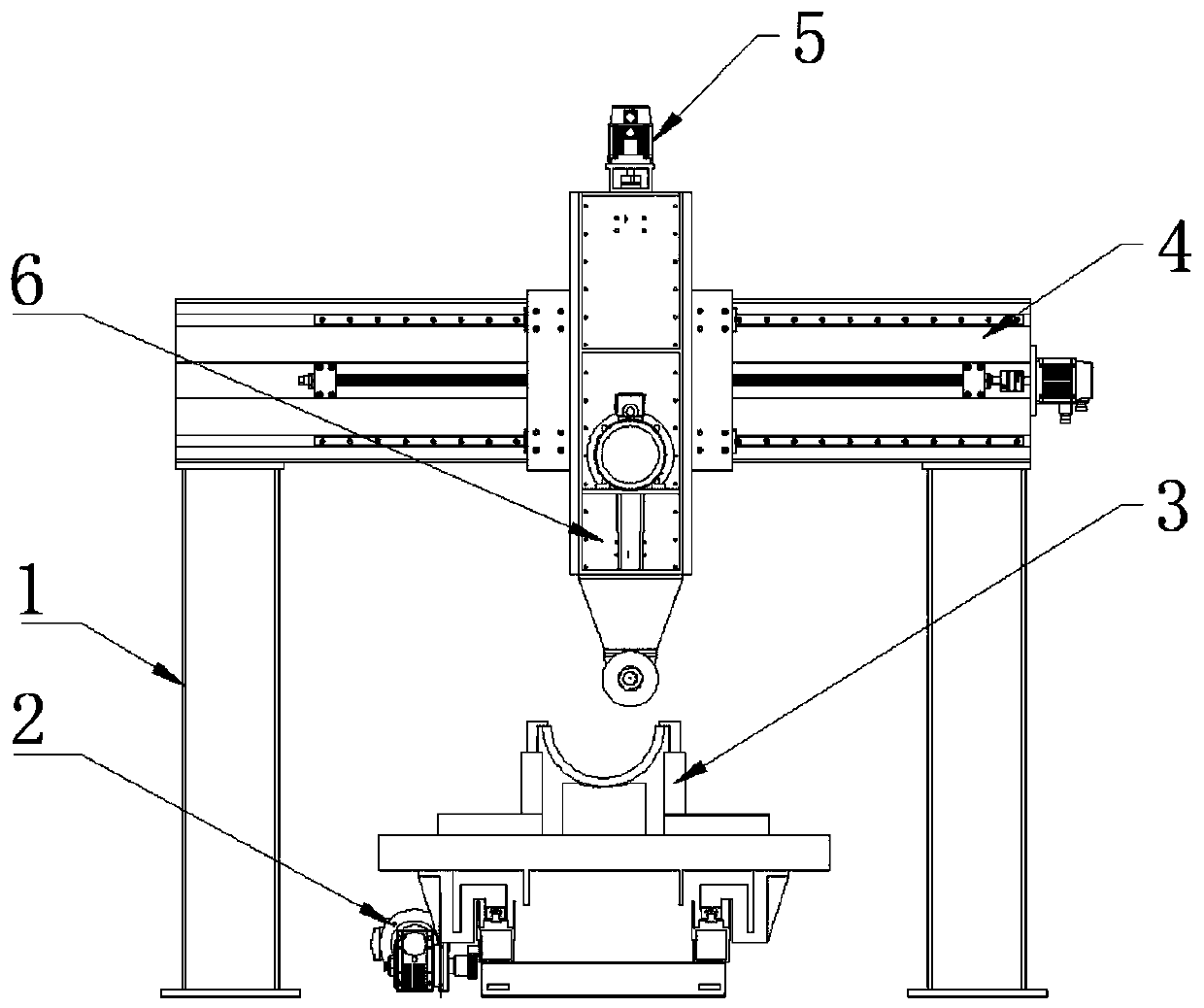 Numerically controlled rough grinding polishing machine for inner arc slab of stone