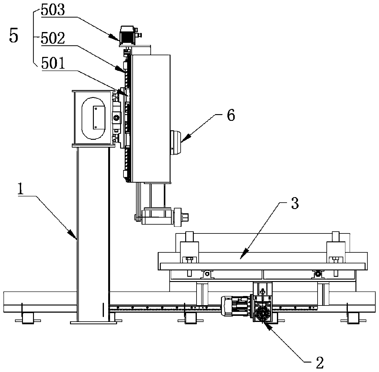 Numerically controlled rough grinding polishing machine for inner arc slab of stone