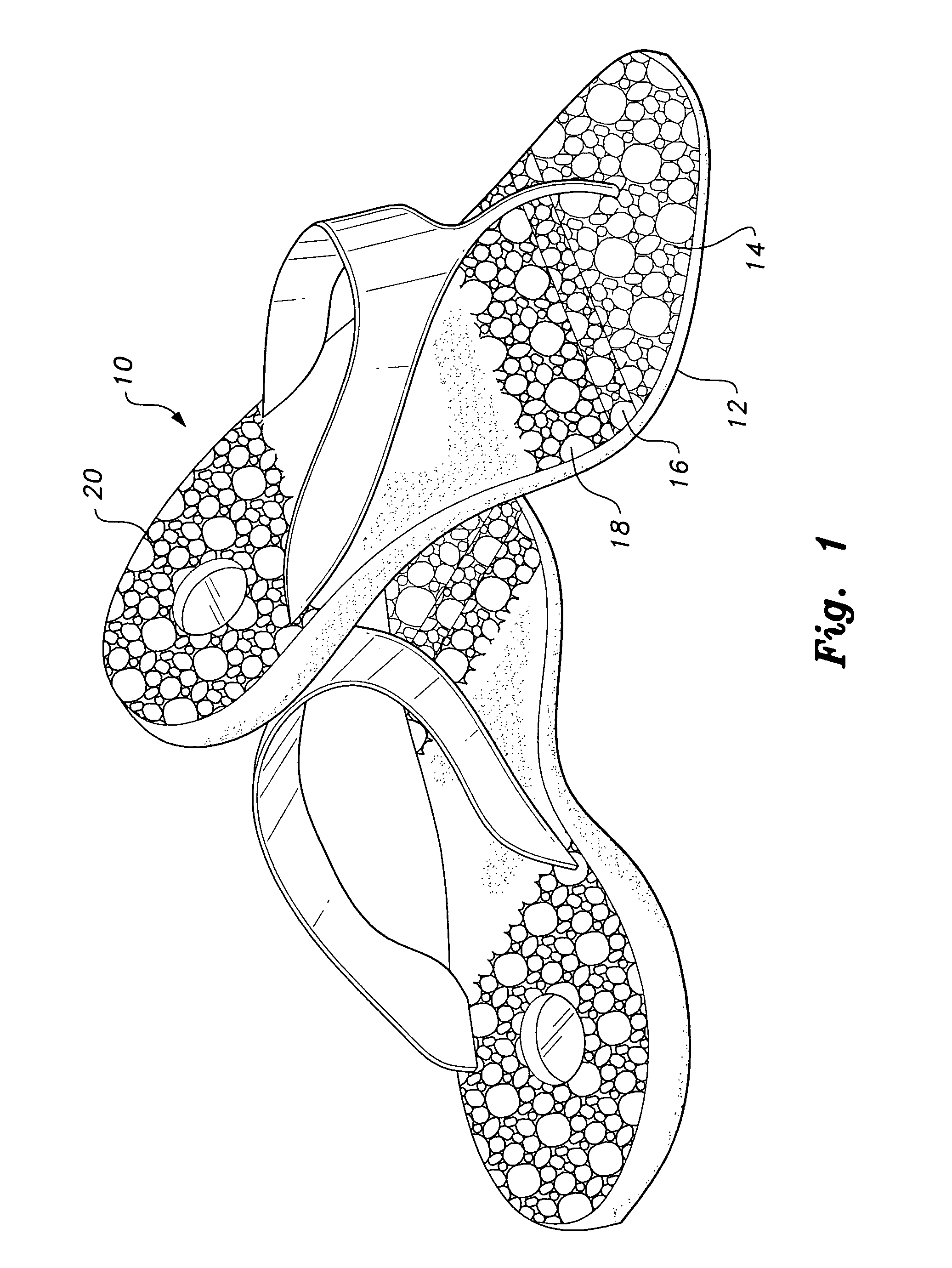 Shoe sole with embedded gemstones