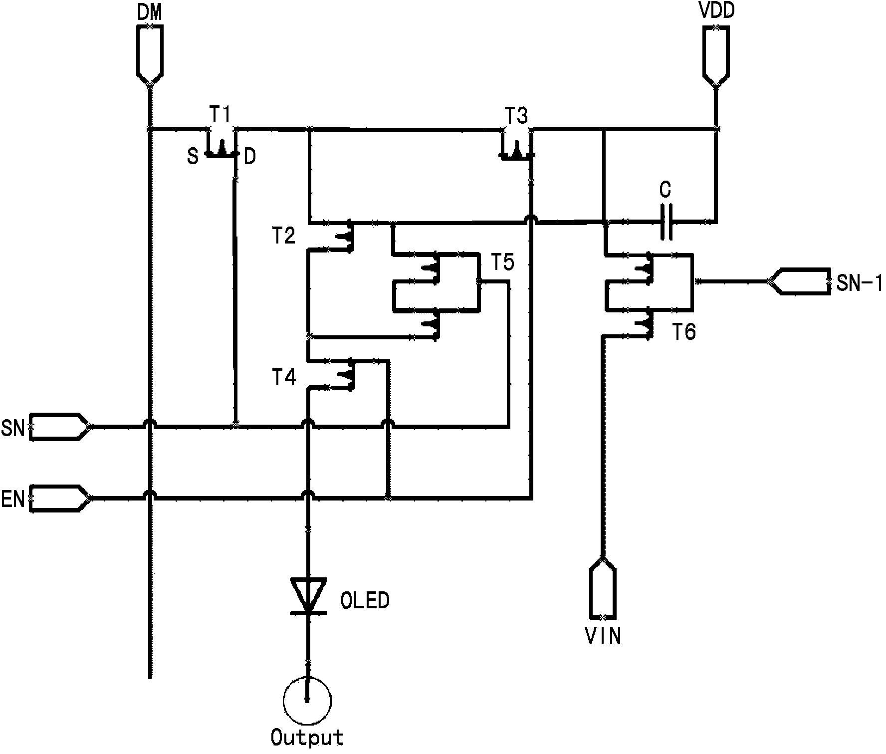 Pixel test circuit for AMOLED