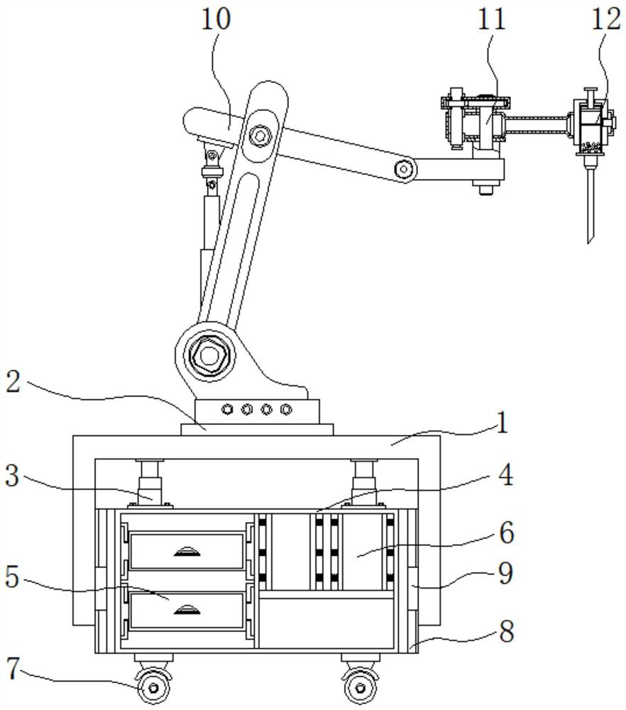 Puncture positioning device convenient to adjust and capable of quickly mixing medicaments for medical anesthesia