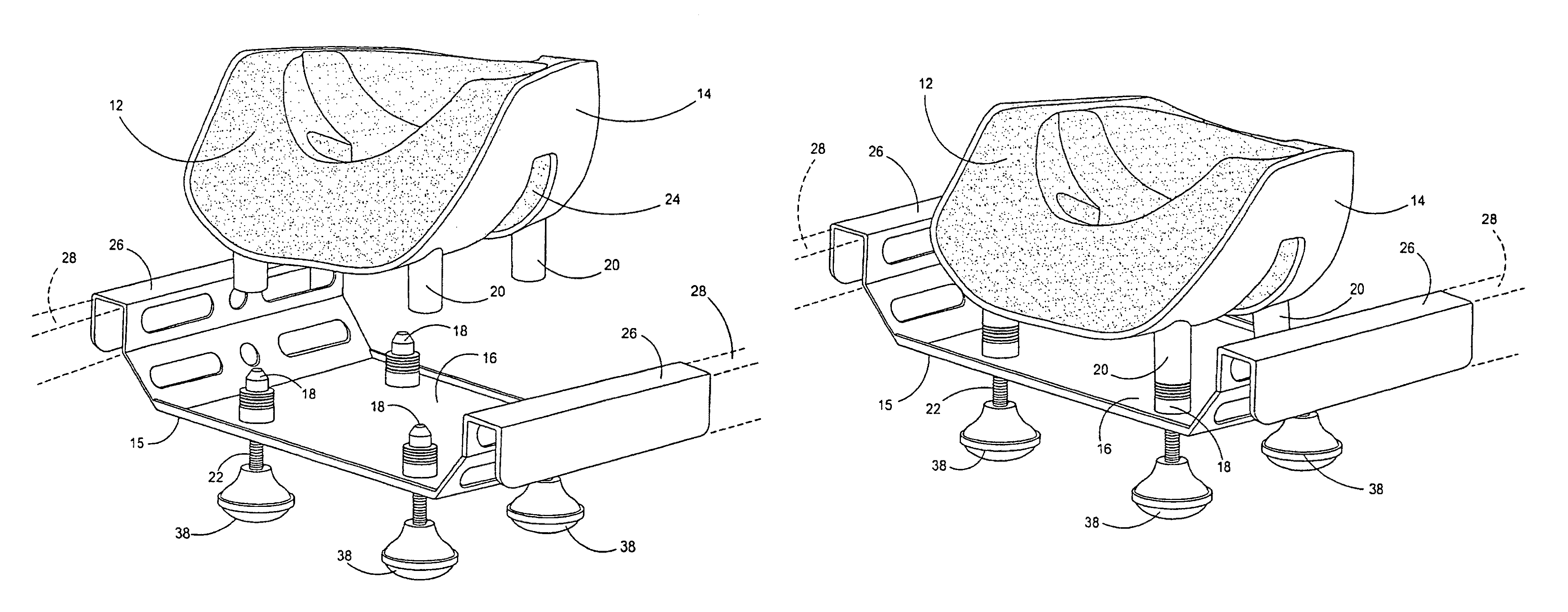 Table engageable support for head cushion supporting anesthetized patient