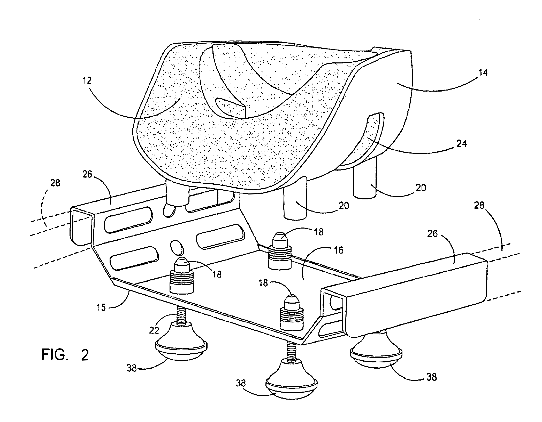 Table engageable support for head cushion supporting anesthetized patient