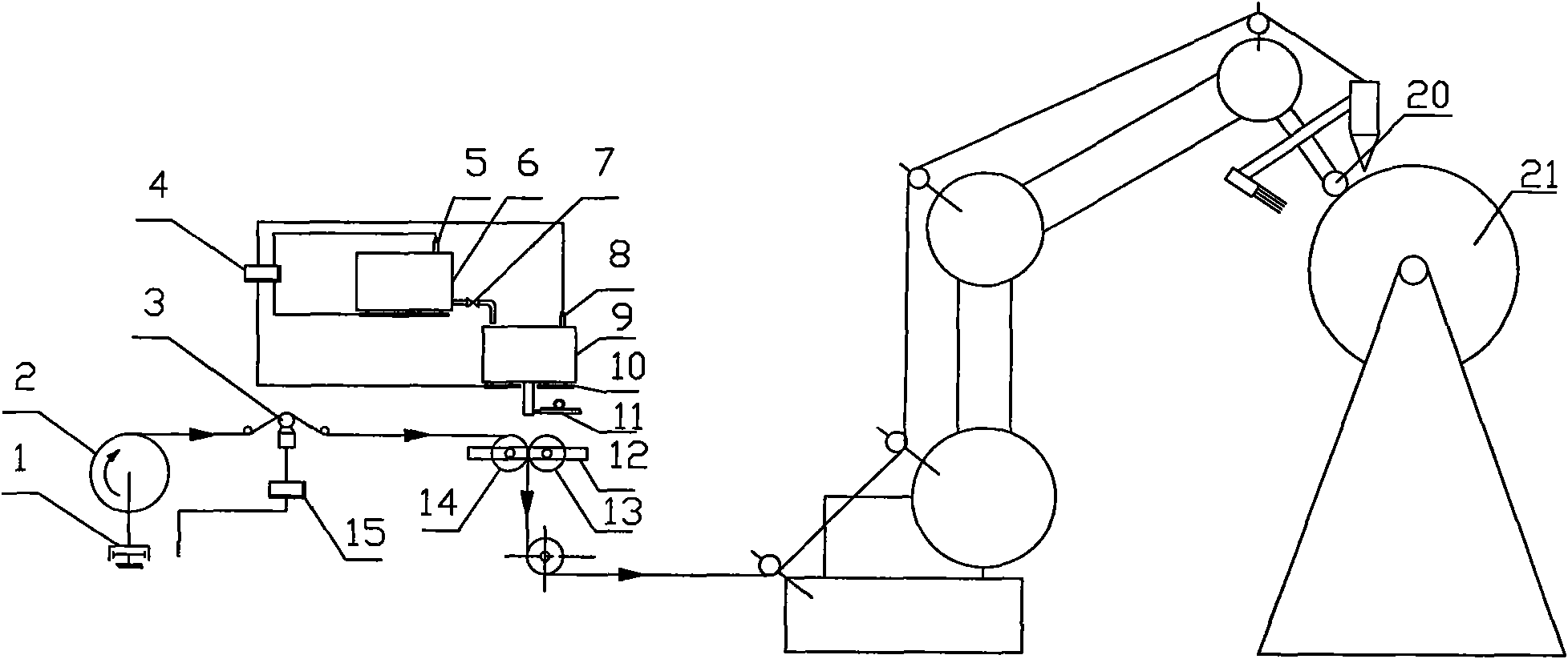 Device for controlling gel content of in-situ solidifying fiber placement machine