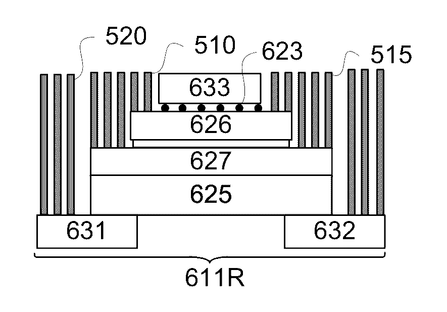 Multiple bond via arrays of different wire heights on a same substrate