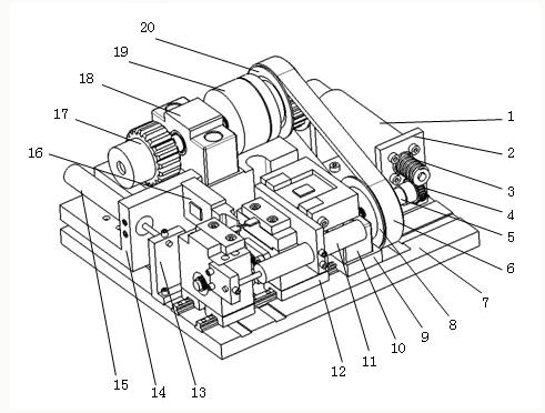 Material mechanical performance testing platform for small-sized test sample under stretching bending composite loading mode