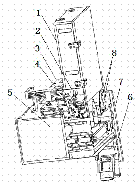 Pulling plate type magazine discharging device