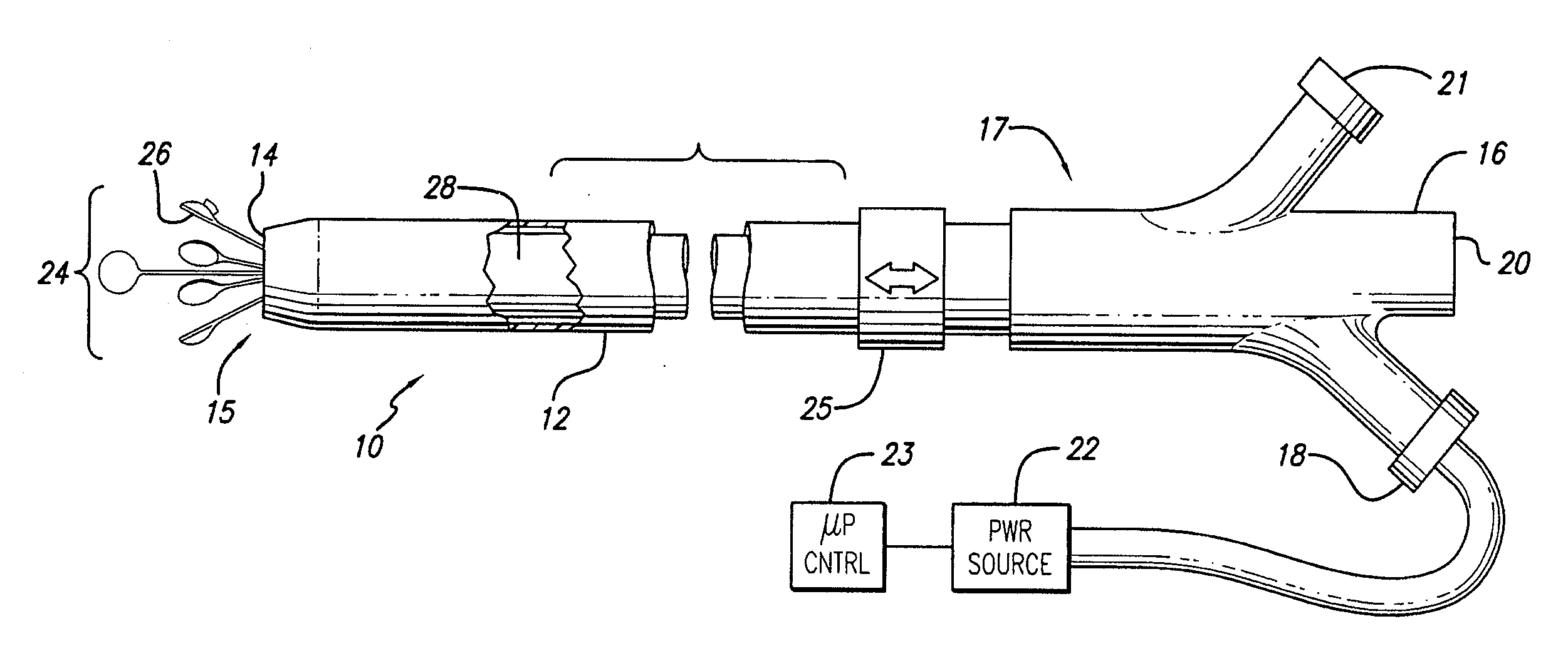 Expandable catheter having two sets of electrodes