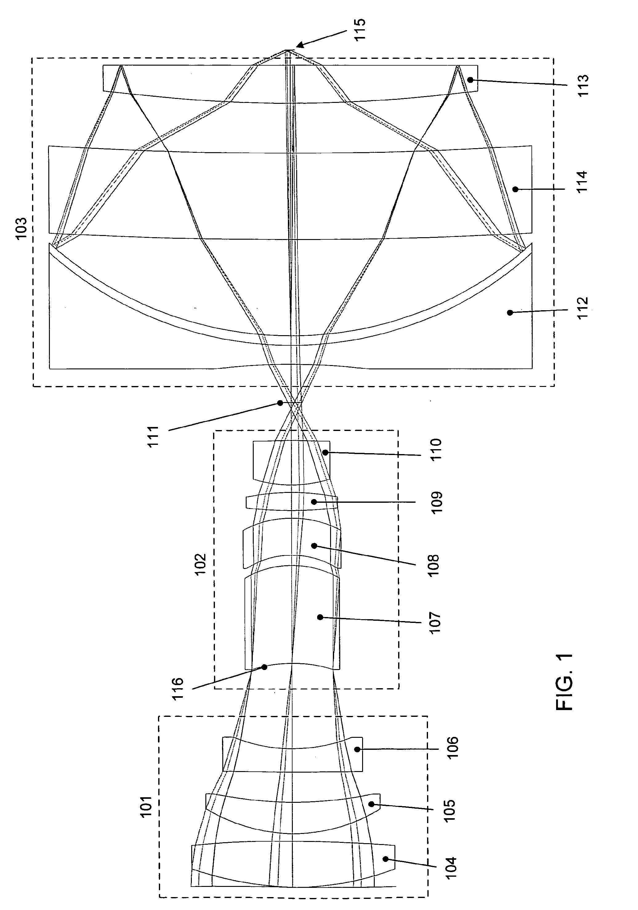 External beam delivery system using catadioptric objective with aspheric surfaces