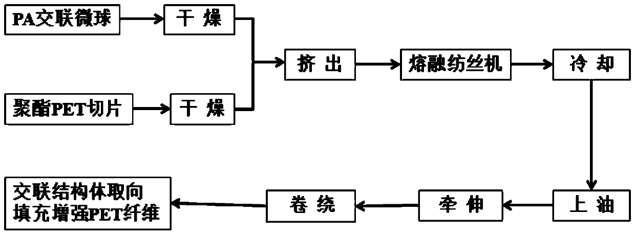 A kind of preparation method of cross-linked structure orientation filling reinforced chemical fiber