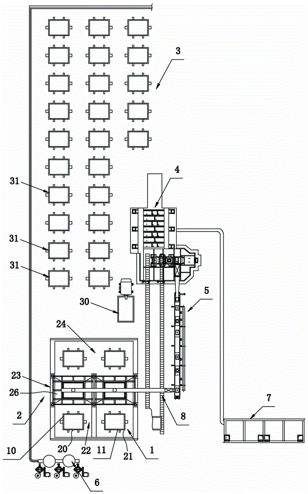 A vacuum molding production line with recyclable sand particles