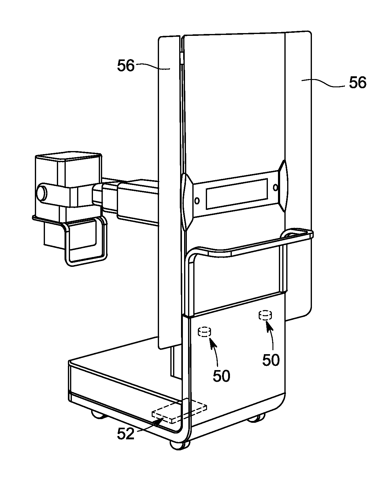 Mobile x-ray unit with integrated x-ray shield