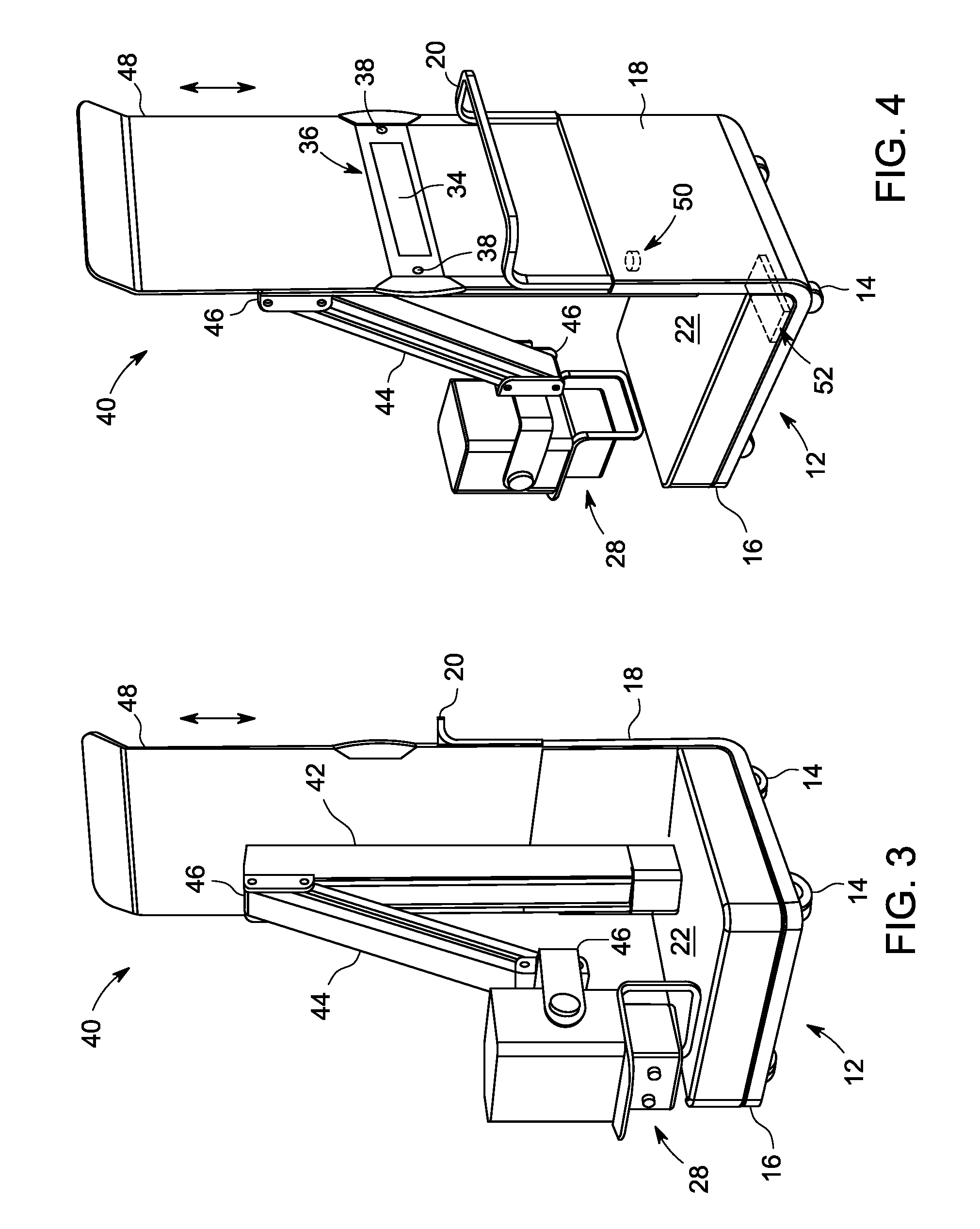 Mobile x-ray unit with integrated x-ray shield