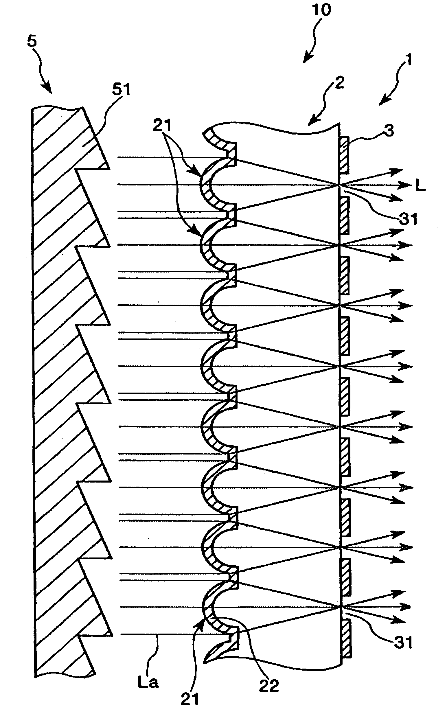 Member with concave portions, a method of manufacturing a member with convex portions, a transmission screen, and a rear projection