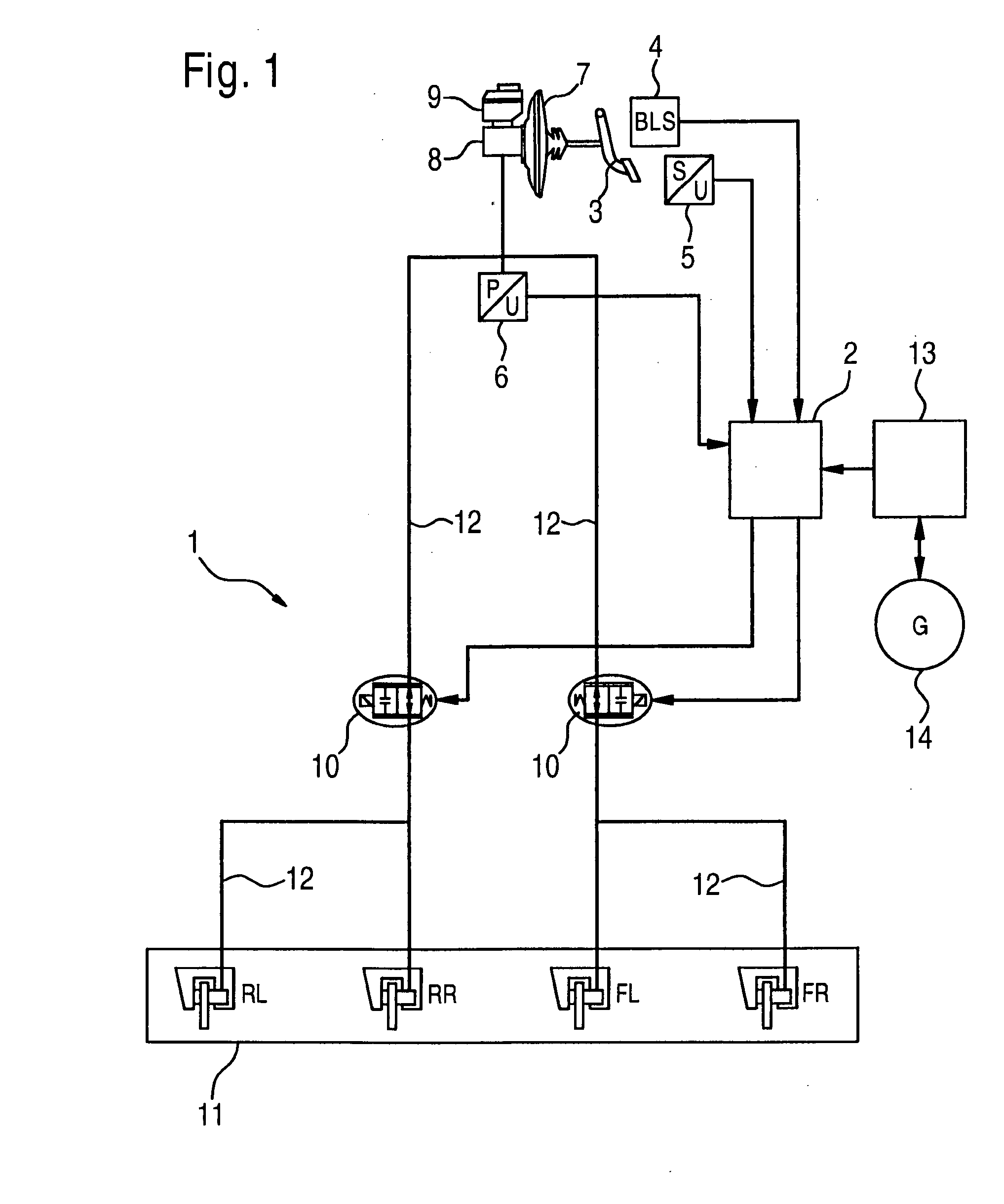 Recovery of energy in a hybrid vehicle having a hydraulic or pneumatic braking system